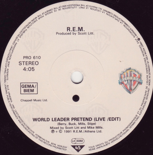 R.E.M. - World Leader Pretend (Live/Edit) / Turn You Inside-Out (Live)
