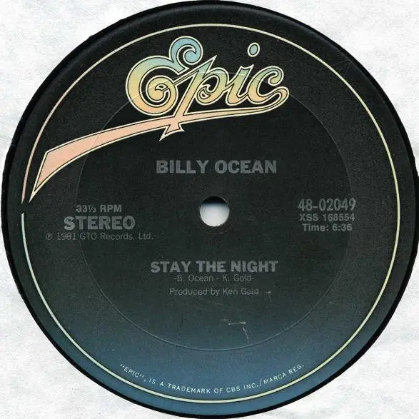 [ULP4467] Billy Ocean – Stay The Night / Night (Feel Like Getting Down)