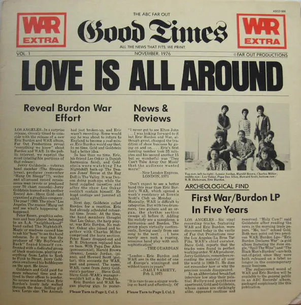 [ULP4752] War Featuring Eric Burdon* – Love Is All Around