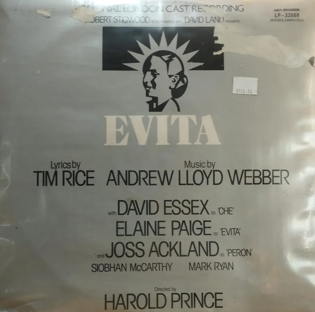 "Evita" Original London Cast Recording, Robert Stigwood In Association With, David Land Presents, Lyrics By, Tim Rice Music By Andrew Lloyd Webber – Evita