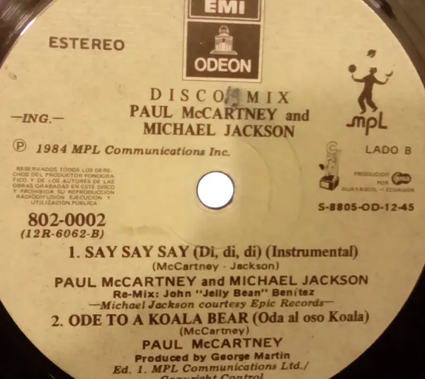 Paul McCartney And Michael Jackson ‎– Say Say Say