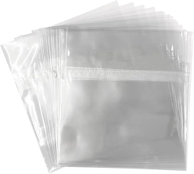 Fundas para CD Jewel de 6 1/8 x 5 1/8 pulgadas, bolsas de polietileno de celofán OPP resellables autoadhesivas y transparentes, 100 piezas. Grado alimenticio, se adapta a una caja estándar de CD